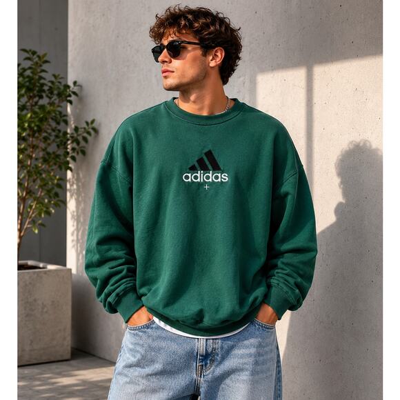 adidas Other - Adidas Vintage Y2K green embroidered Crew size large